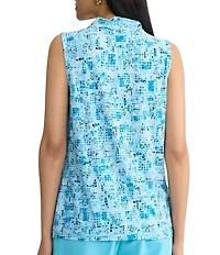 Kasper Sleeveless V Pleated Neck Blouse