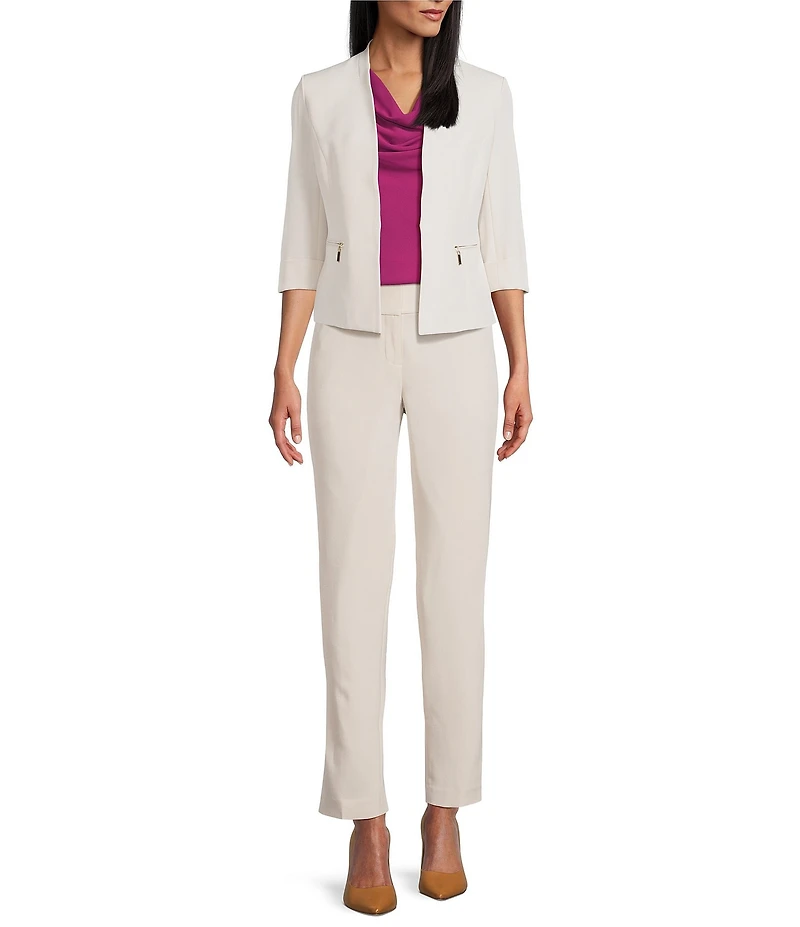 Kasper Solid Crepe Cowl Neck Sleeveless Drape Top