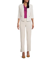 Kasper Solid Crepe Cowl Neck Sleeveless Drape Top