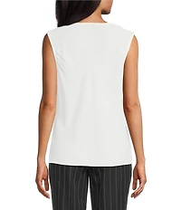 Kasper Solid Crepe Cowl Neck Sleeveless Drape Top