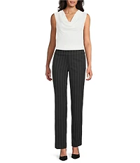 Kasper Solid Crepe Cowl Neck Sleeveless Drape Top