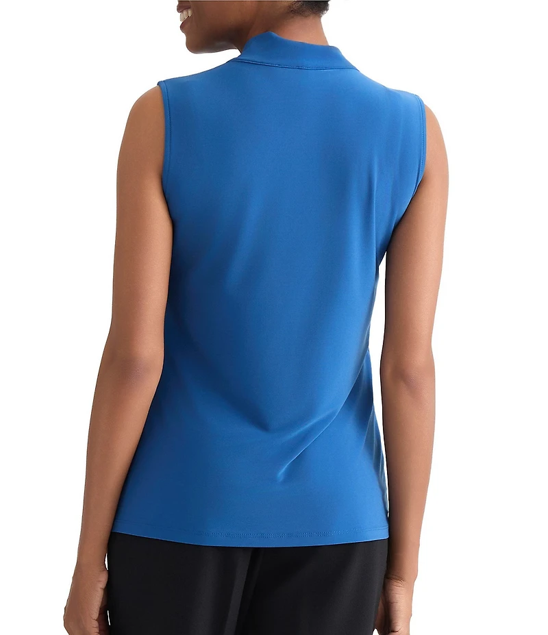 Kasper Solid Tie Neck Sleeveless Blouse