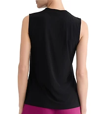 Kasper Solid Tie Neck Sleeveless Blouse