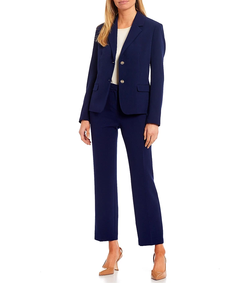 Kasper Sophie Two Button Notch Lapel Long Sleeve Crepe Blazer