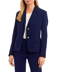 Kasper Sophie Two Button Notch Lapel Long Sleeve Crepe Blazer