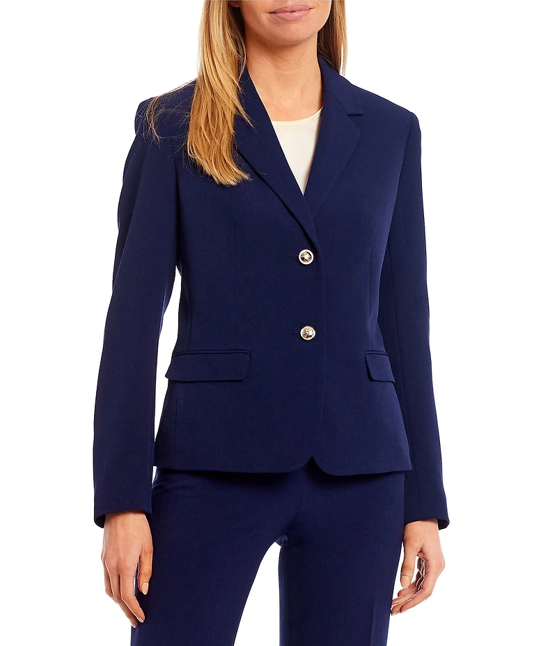 Kasper Sophie Two Button Notch Lapel Long Sleeve Crepe Blazer