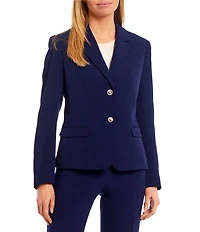 Kasper Sophie Two Button Notch Lapel Long Sleeve Crepe Blazer