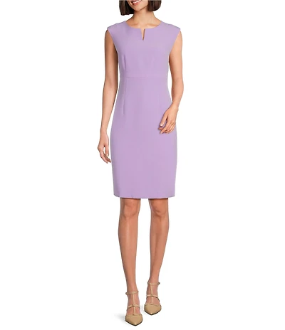 Kasper Split V-Neck Sleeveless Knit Sheath Dress