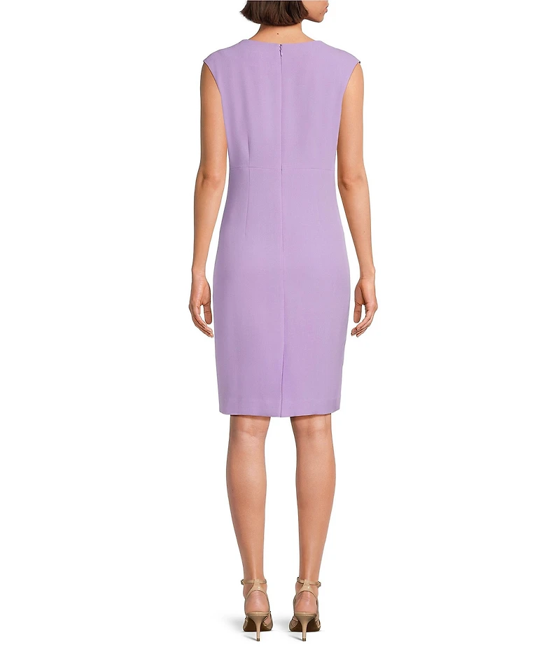 Kasper Split V-Neck Sleeveless Knit Sheath Dress