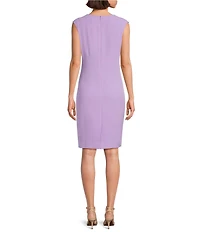 Kasper Split V-Neck Sleeveless Knit Sheath Dress