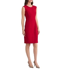 Kasper Stretch Crepe Crew Neck Cap Sleeves Sheath Dress With Waist Band