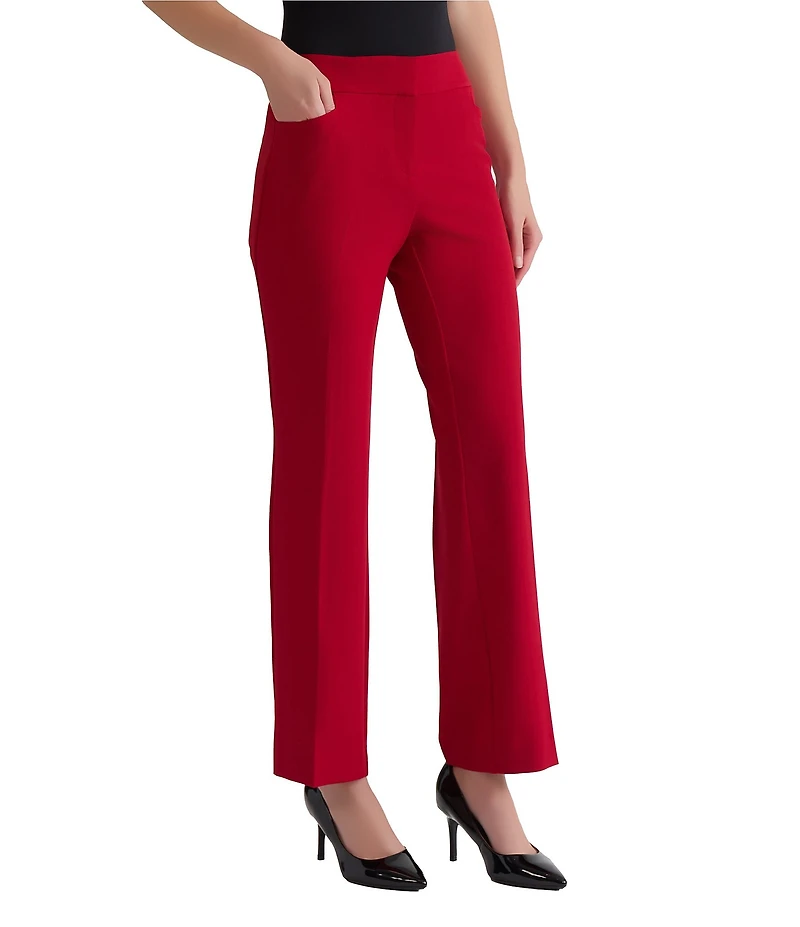 Kasper Petite Size Stretch Crepe Fly Front Straight Leg Pants