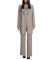 Kasper Stretch Crepe Long Sleeve Open Front Drape Jacket