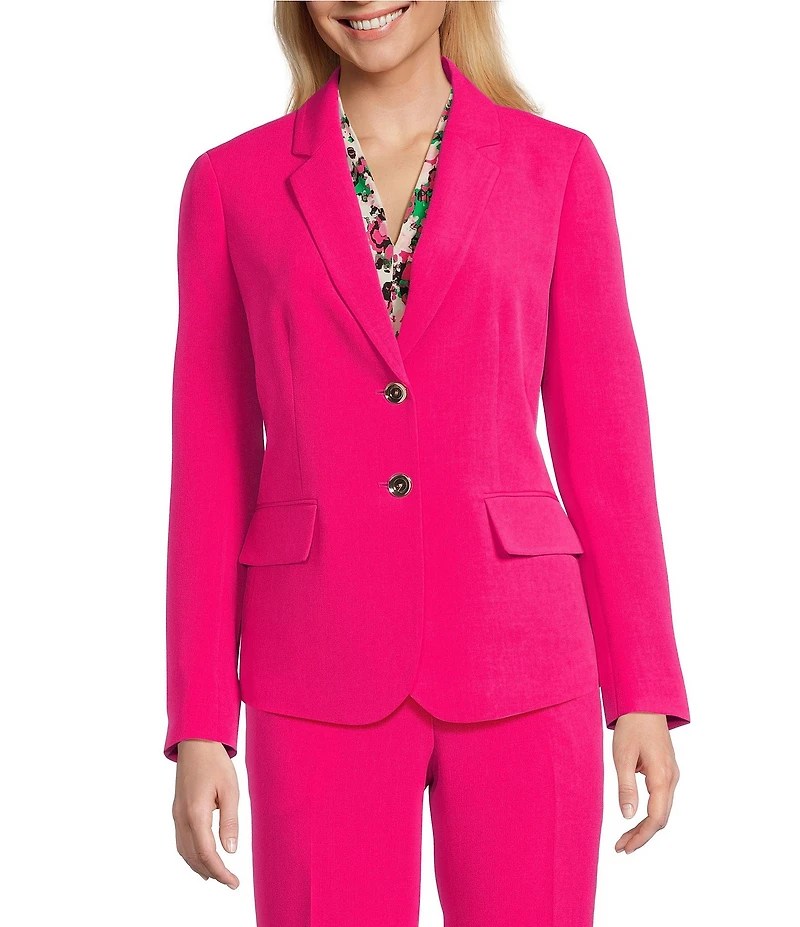 Kasper Stretch Crepe Notch Collar 2-Button Jacket