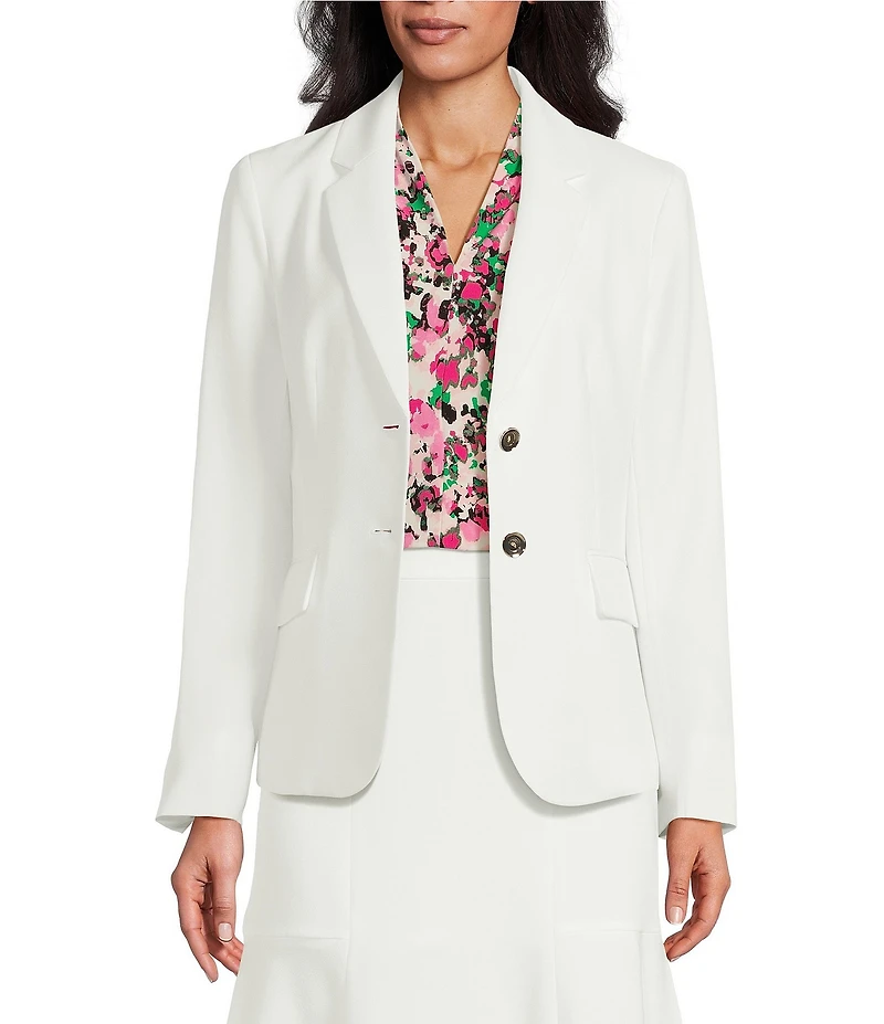 Kasper Stretch Crepe Notch Collar 2-Button Jacket