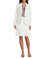 Kasper Stretch Crepe Notch Collar 2-Button Jacket