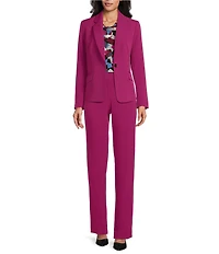 Kasper Stretch Crepe Notch Collar Long Sleeve Blazer