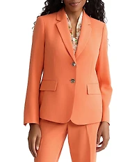 Kasper Stretch Crepe Notched Long Sleeve Jacket