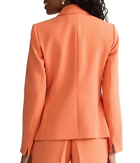 Kasper Stretch Crepe Notched Long Sleeve Jacket