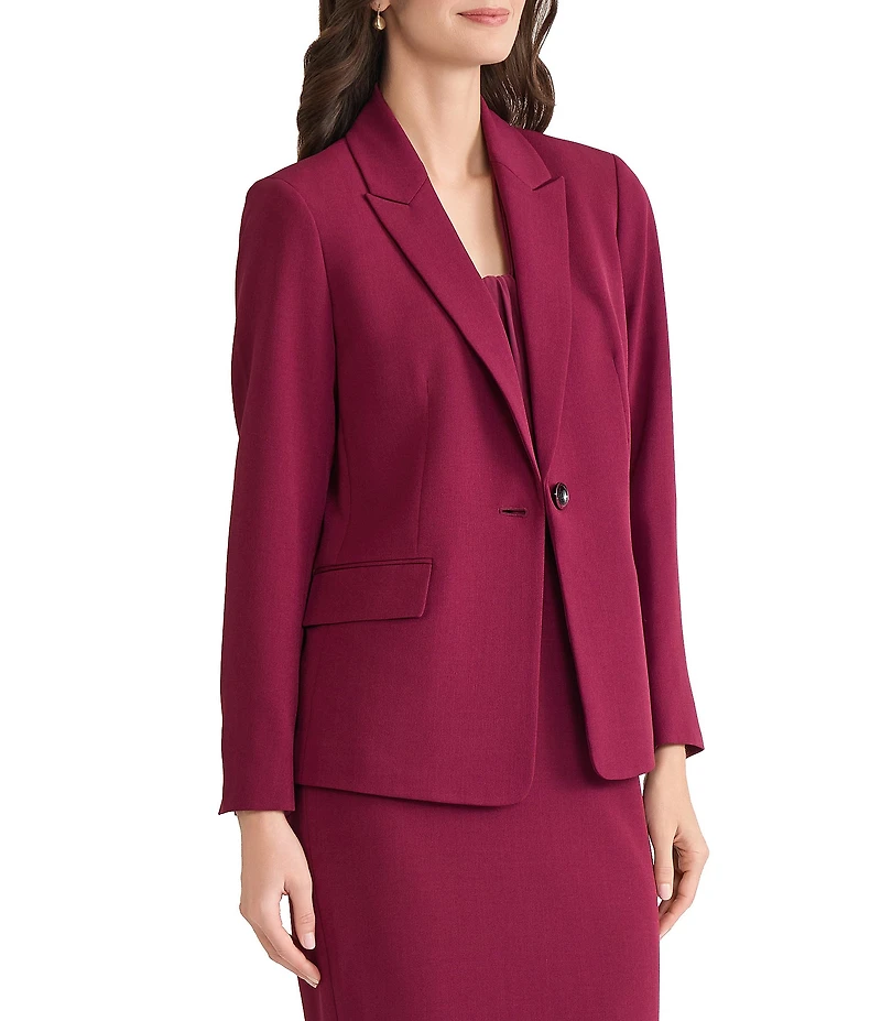 Kasper Stretch Crepe Peak Lapel Flap Pocket Jacket