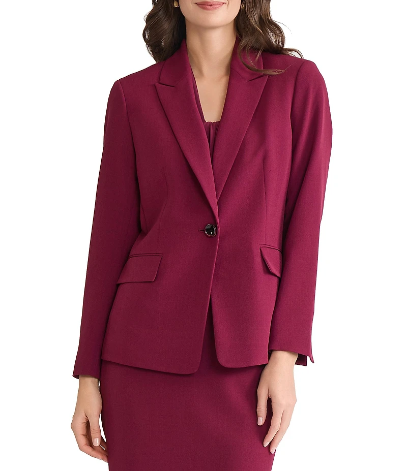 Kasper Stretch Crepe Peak Lapel Flap Pocket Jacket