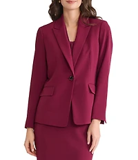 Kasper Stretch Crepe Peak Lapel Flap Pocket Jacket