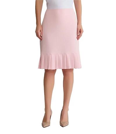 Kasper Stretch Crepe Pleated Hem Pencil Skirt