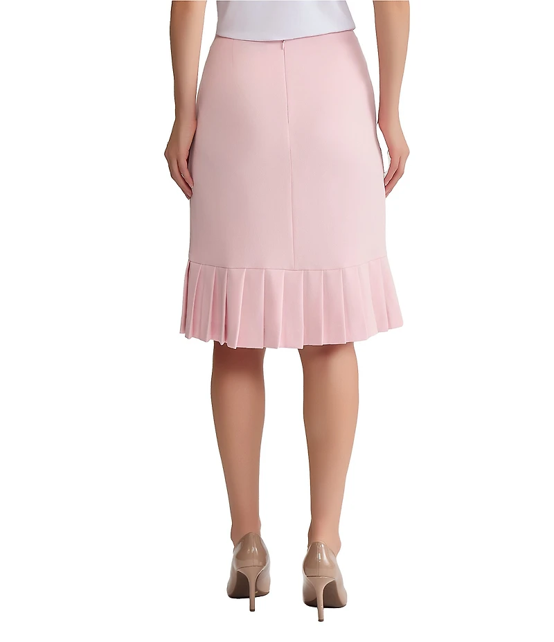 Kasper Stretch Crepe Pleated Hem Pencil Skirt