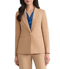 Kasper Stretch Twill One Front Button Peak Lapel Jacket
