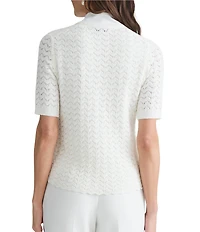 Kasper Textured Short Sleeve Button Front Cardigan