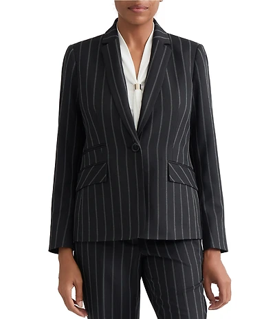 Kasper Three Pocket One Button Pinstripe Blazer