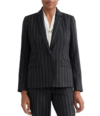 Kasper Three Pocket One Button Pinstripe Blazer
