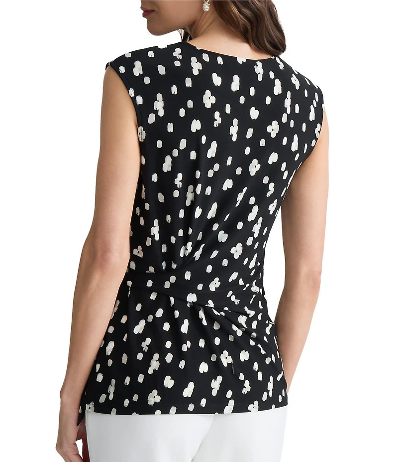 Kasper Tie Front Printed Blouse