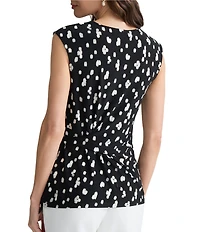 Kasper Tie Front Printed Blouse