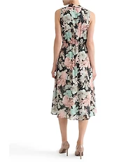 Kasper Tie Front Printed Clip Dot Midi Dress