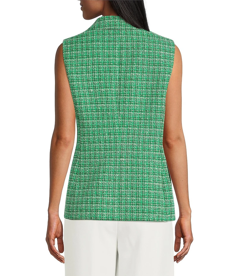 Kasper Tweed Notch Collar Sleeveless Vest
