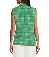 Kasper Tweed Notch Collar Sleeveless Vest