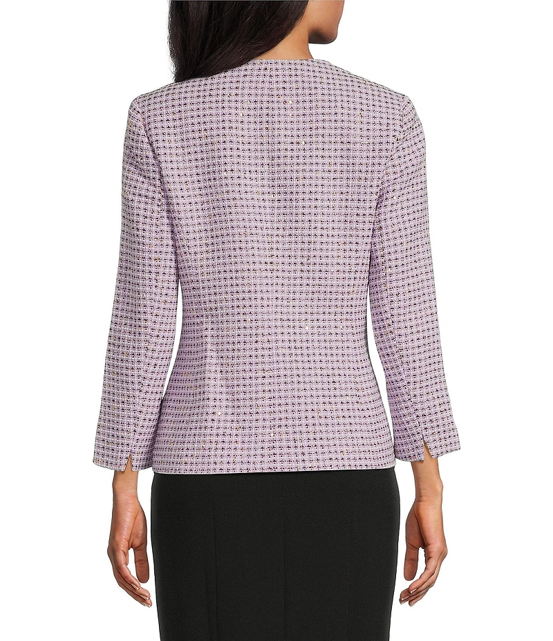 Kasper Tweed Open Front 3/4 Sleeve Jacket