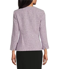 Kasper Tweed Open Front 3/4 Sleeve Jacket
