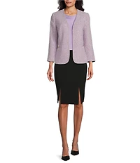 Kasper Tweed Open Front 3/4 Sleeve Jacket