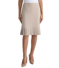 Kasper Tweed Pleated Hem Skirt