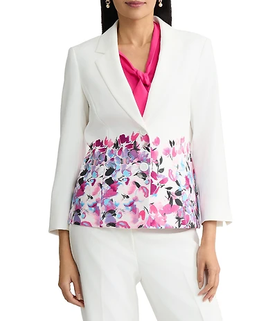 Kasper Two Button Notch Collar Floral Ombre Jacket