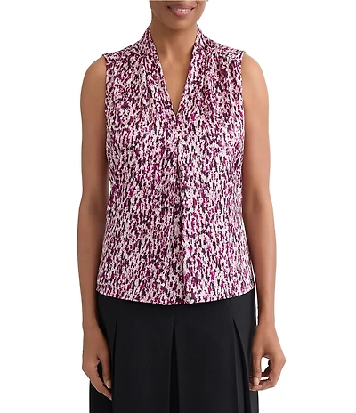 Kasper V-Neck Pleated Shoulder Top