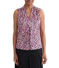 Kasper V-Neck Pleated Shoulder Top