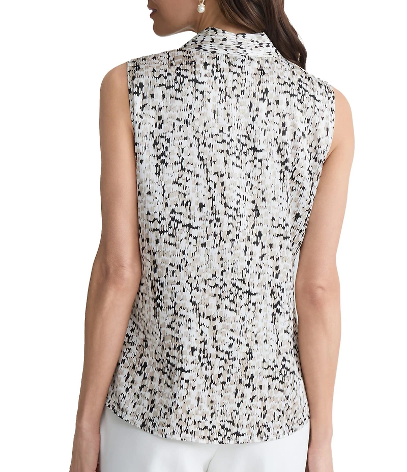 Kasper V Neck Pleated Sleeveless Blouse