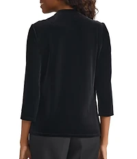 Kasper Velvet Mock Split V-Neckline 3/4 Sleeve Wrap With Embellishment Blouse