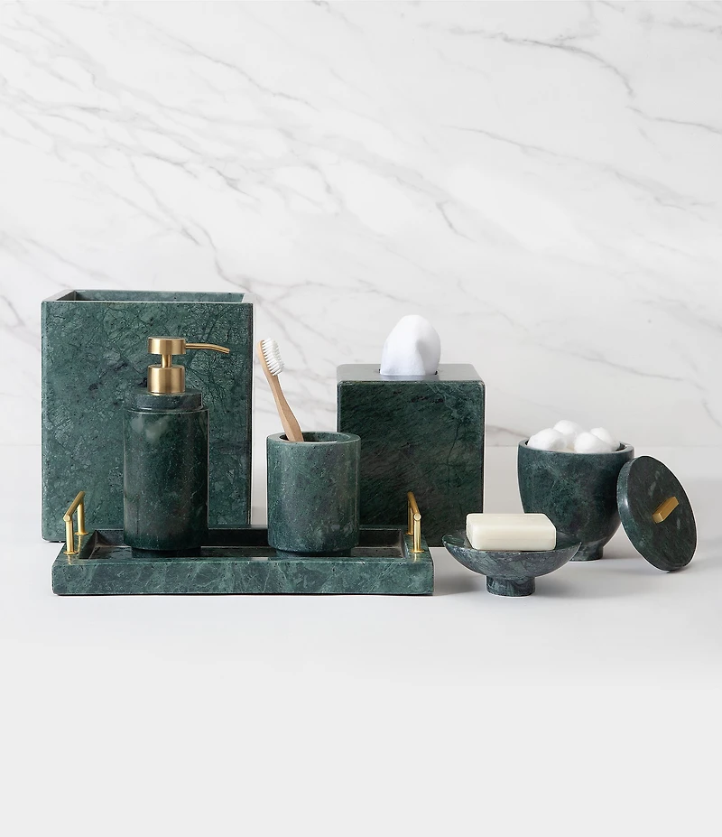 Kassatex Esmeralda Marble Wastebasket