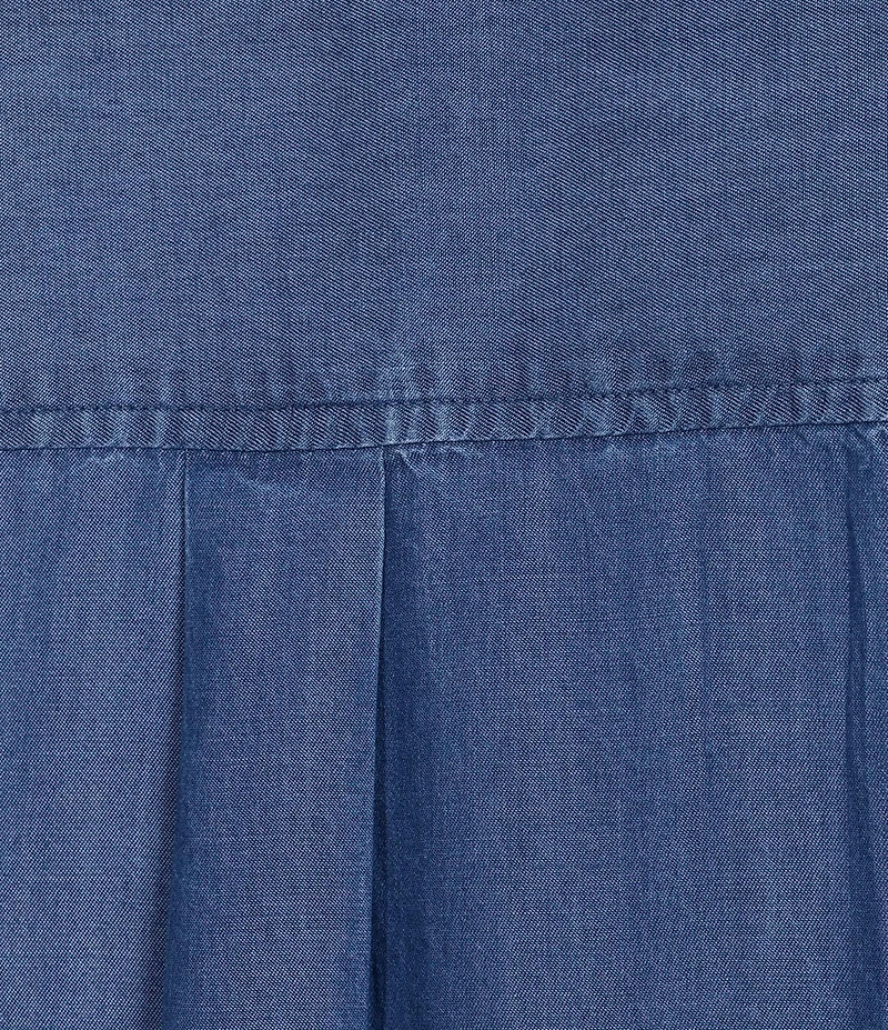 Kate Landry by Landry Plus Size Solid Chambray Short Sleeve Split V-Neck Woven Caftan