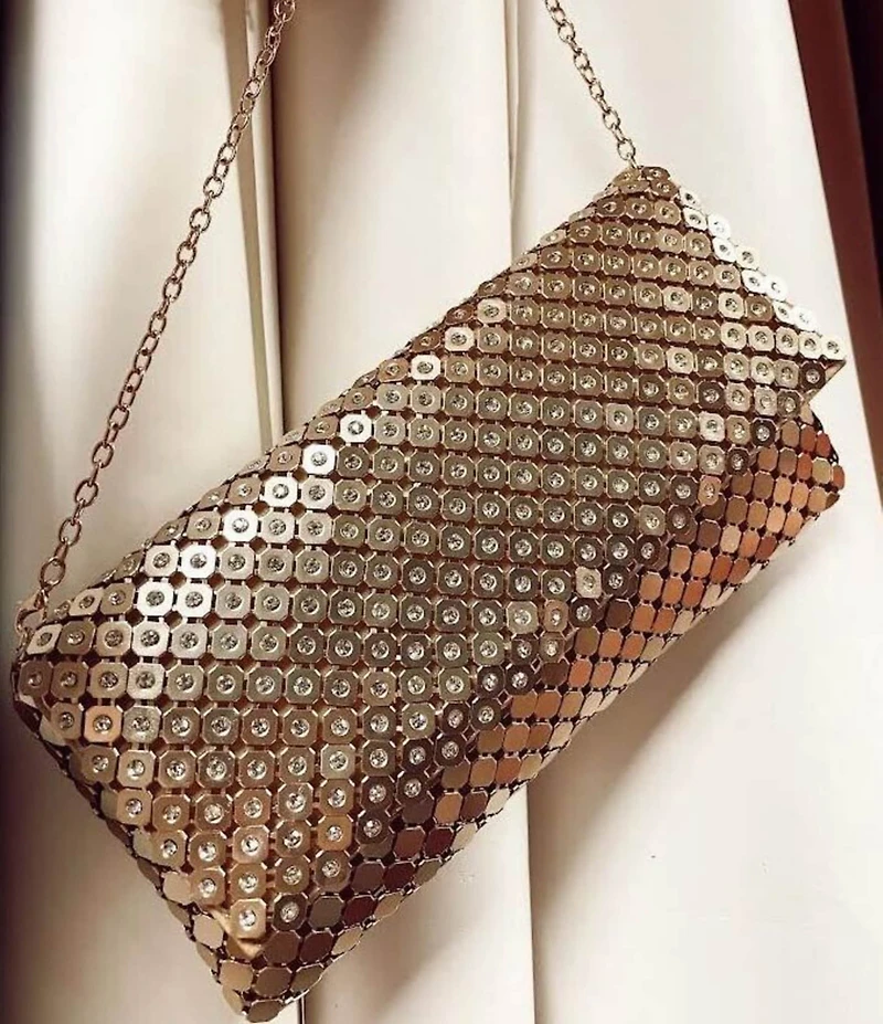 Cezanne Metal Mesh Crystal Clutch Bag