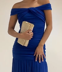 Landry Metal Mesh Crystal Clutch